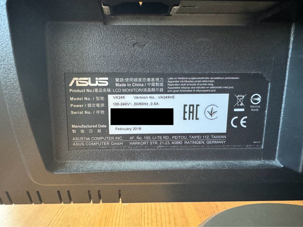 Monitor ASUS VA249HE - 60 Hz VA