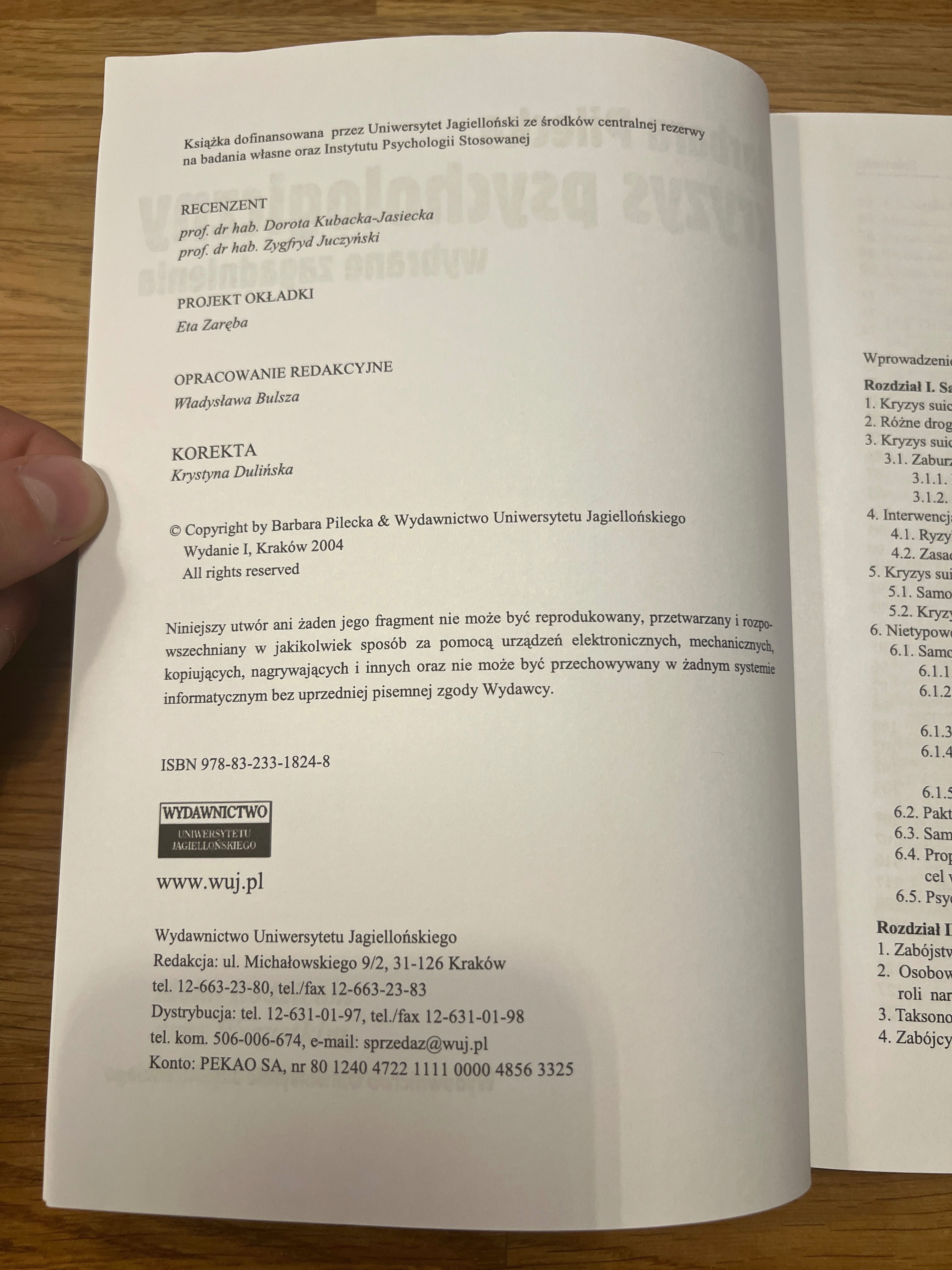 B. Pilecka Kryzys psychologiczny wybrane zagadnienia -wyd. I, 2004, UJ