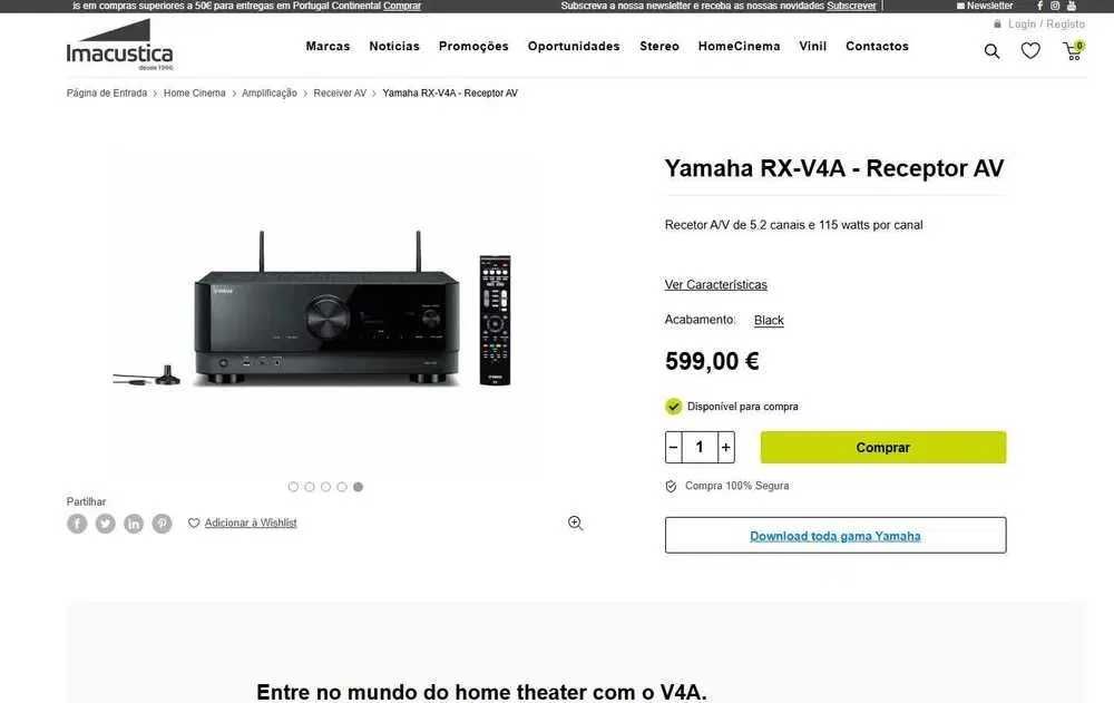 Yamaha RX-V4A - amplificador com streamer