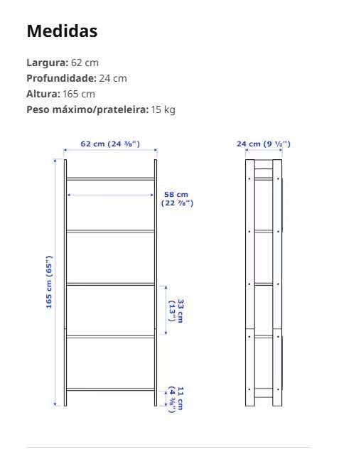 Estante, pret-cast, 62x165 cm IKEA seminova (4 meses de uso)