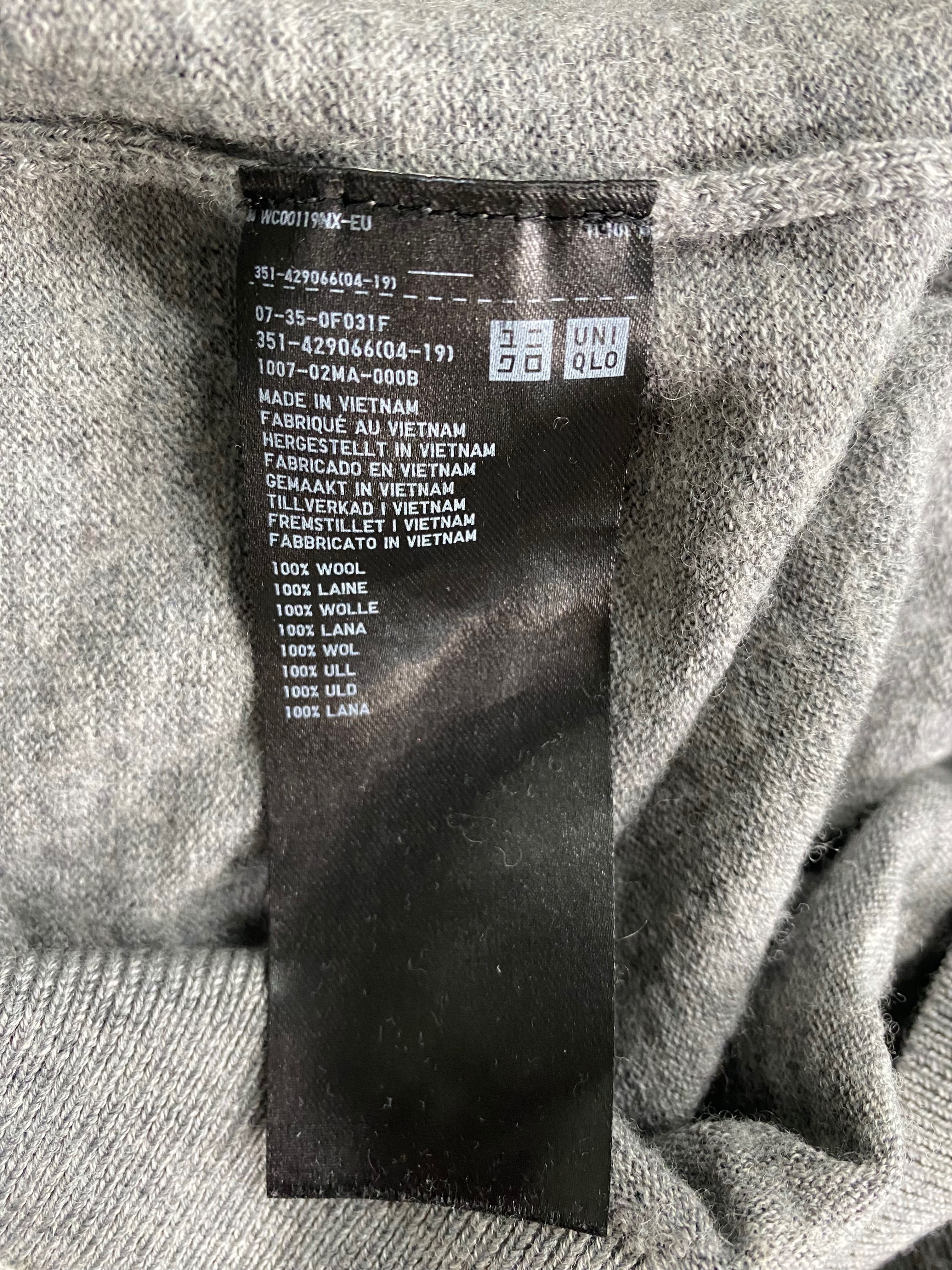 Szary sweter 100% Wełna Uniqlo S