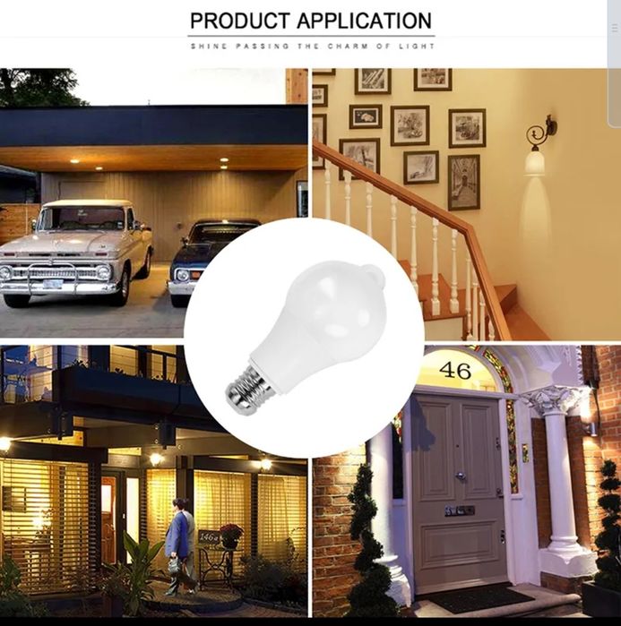 Lâmpada led inteligente detector de movimento E27 casa quarto vivenda.