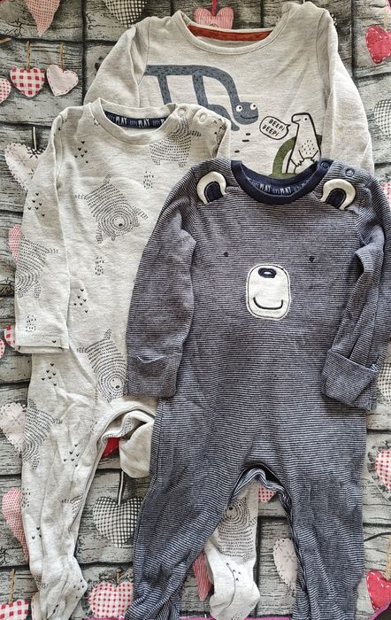 Śpioszki dla chłopca komplet 3 sztuki z F&F, pajacyki dla chłopca