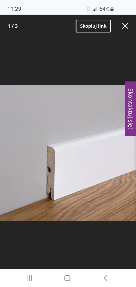 Listwa przypodłogowa MDF Foge LB1 8cm biały półmat