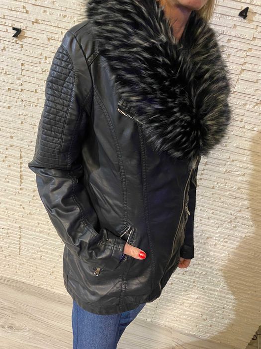 Lady G Ramoneska eko skóra z dużym obszyciem miękka  L