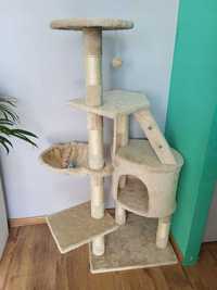 Drapak dla kota beżowy 5 poziomów domek legowisko