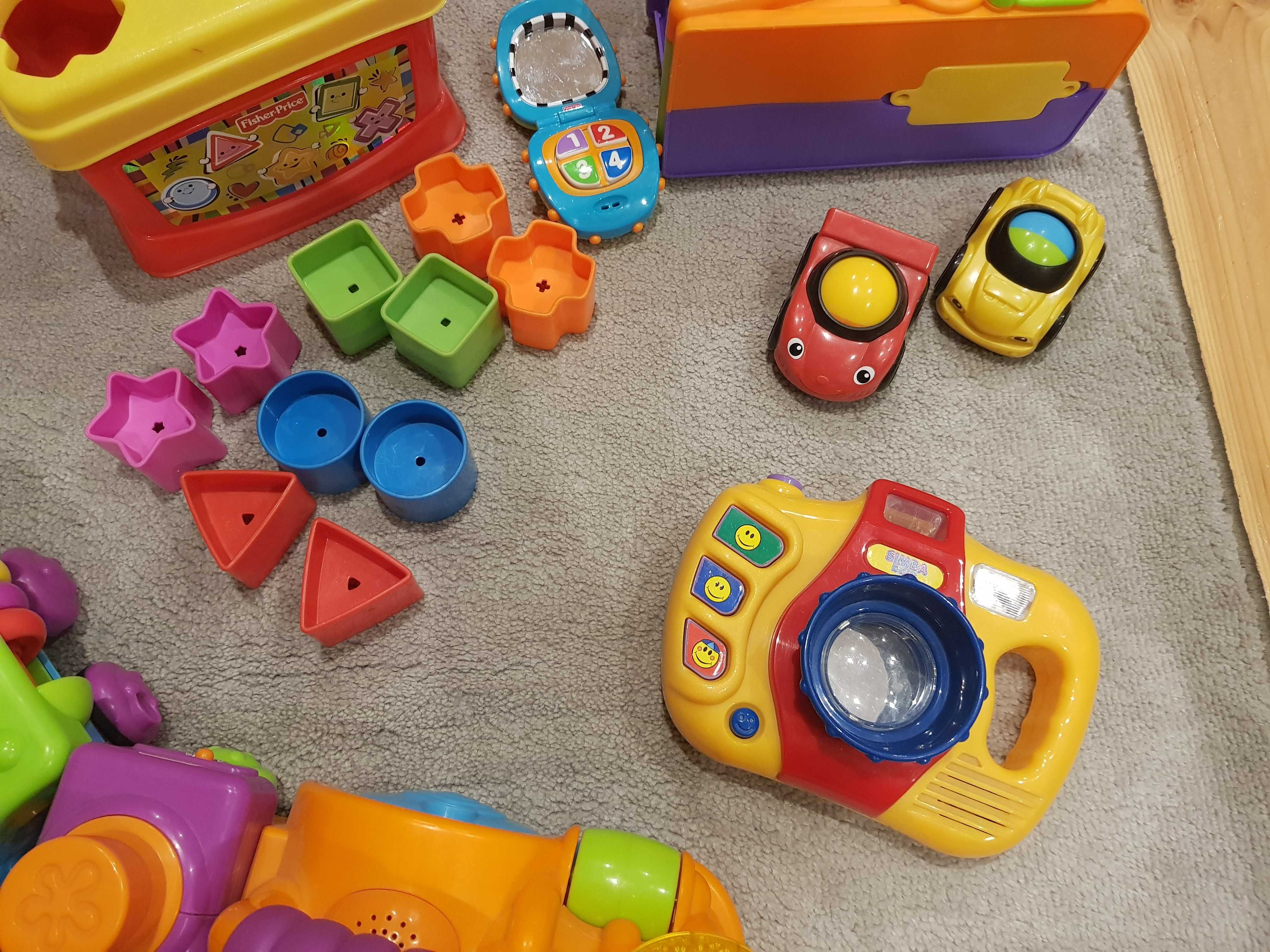 Zestaw Fisher Price wesoły pociąg zjeżdżalnia auta interaktywne