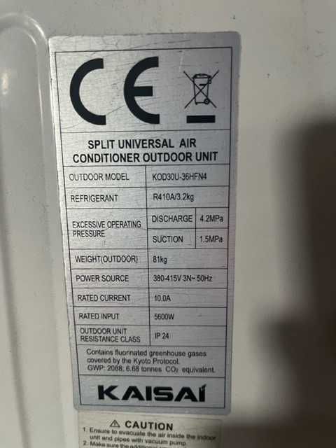 Klimatyzator sufitowy KAISAI. KOD30U-36HFN4