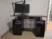 Secretária para computador com gavetas de melanina preto
