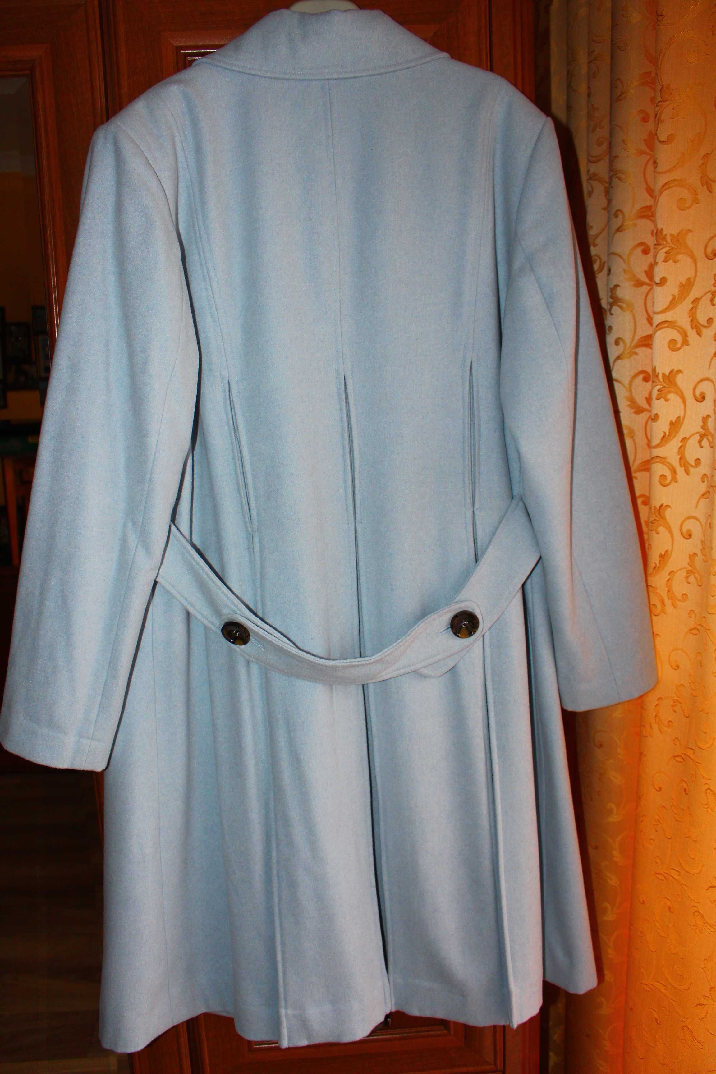Płaszcz Bonprix premium rozmiar 48 z domieszką wełny błękitny