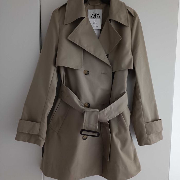dwurzędowy trencz zara water repellent