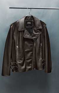 Байкерська куртка Zara зі штучної шкіри з імітацією потертості рS