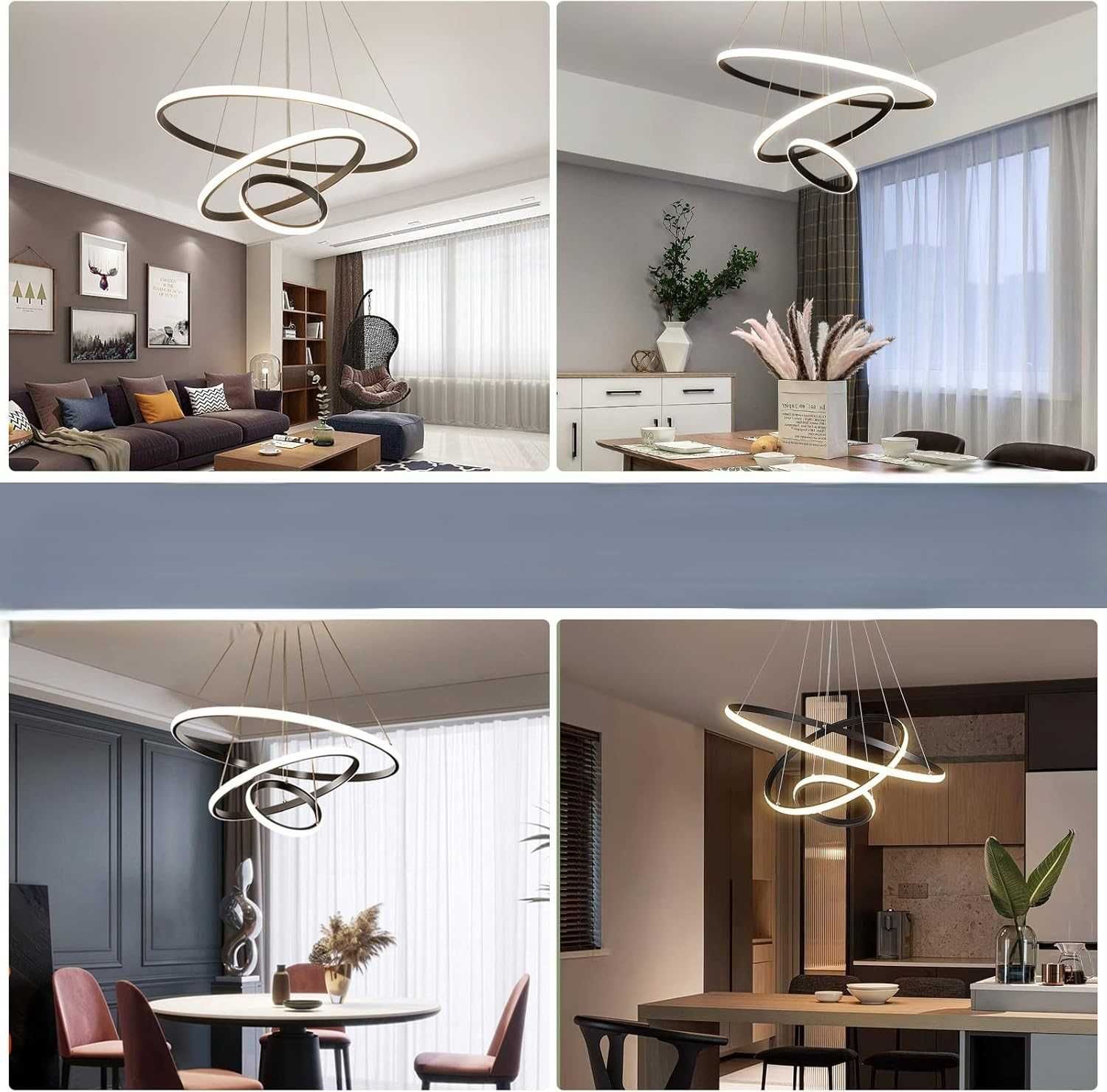 KSIBNW Nowoczesny Żyrandol LED 3 Pierścienie 45W