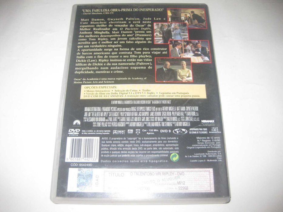 DVD "O Talentoso Mr. Ripley" com Matt Damon