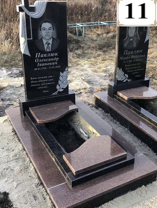 Подвійні та одинарні памʼятники з граніту
