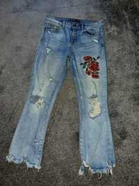 Zara spodnie jeans 36 haft