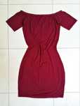 bordowa sukienka hiszpanka ramiona  bodycoon tuba pin up XS S elastycz