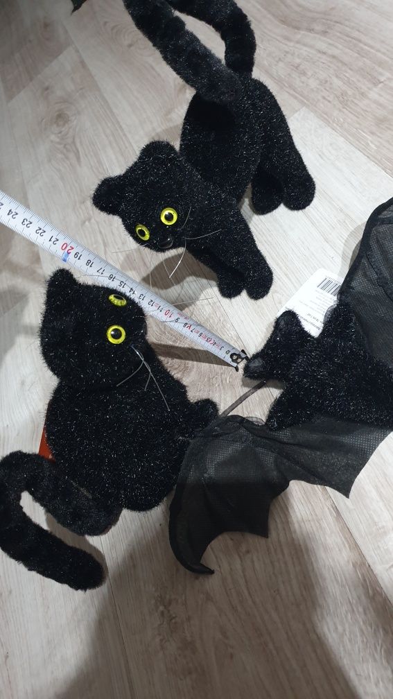 Kot czarny nietoperz figurki dekoracje ozdoby na taras z floku  3 szt