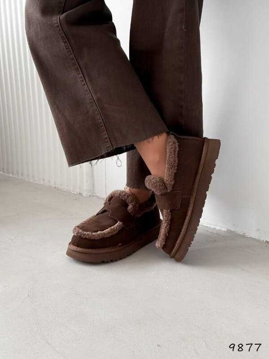Угги-лофери жіночі натур. замша, зимові лофери шоколад, лоферы 36-41р