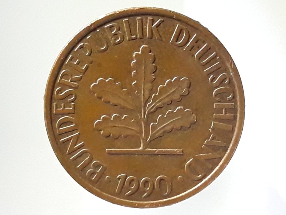 Stare monety. Moneta 2 pfennig / fenigi Niemcy 1990 F