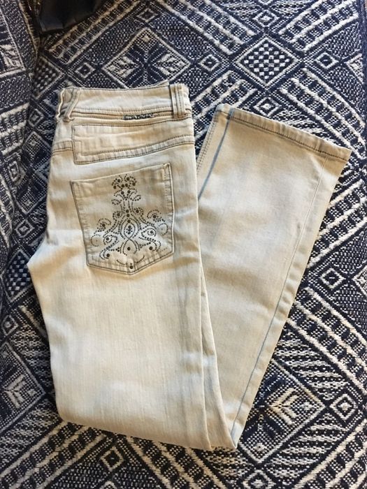 szare srebrne jeansy river island 40 L