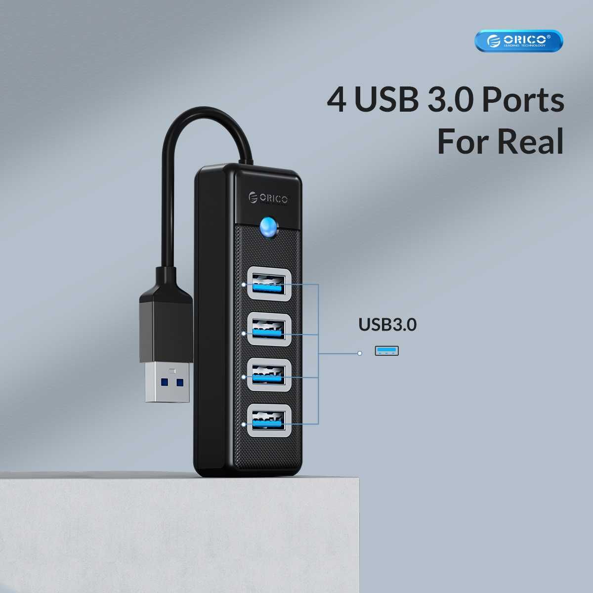 USB 3.0 хаб ORICO PW4U-U3, разветвитель на 4 порта