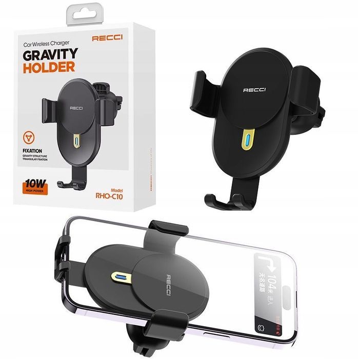 Uchwyt Samochodowy Grawitacyjny W Kratkę Z Ładowarka Indukcyjna 10W