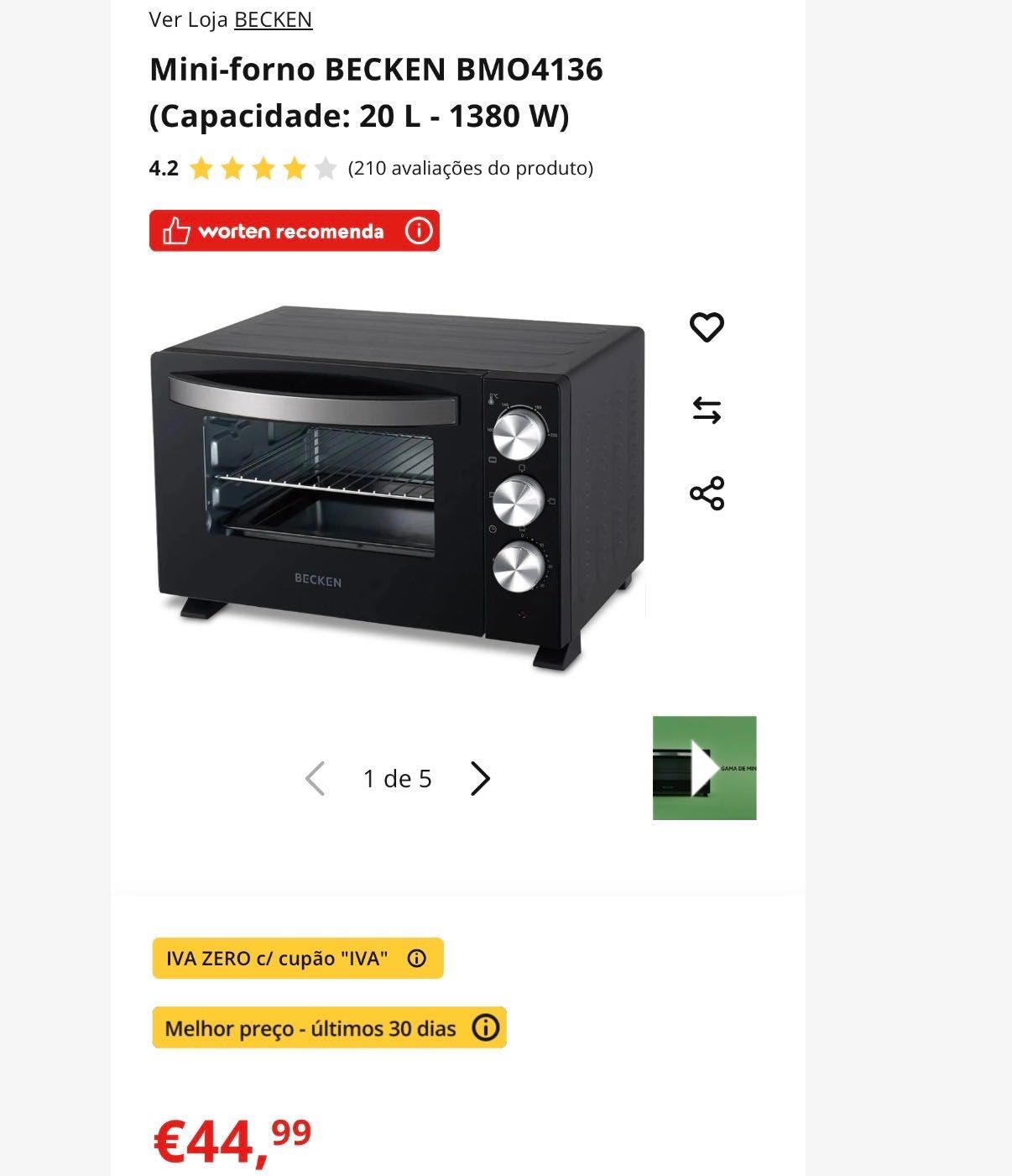 Forno elétrico Becken na garantia