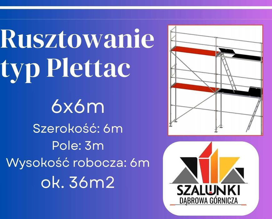 Rusztowanie typ Plettac zestaw 36m2 elewacja podest ocieplenie 6m rama