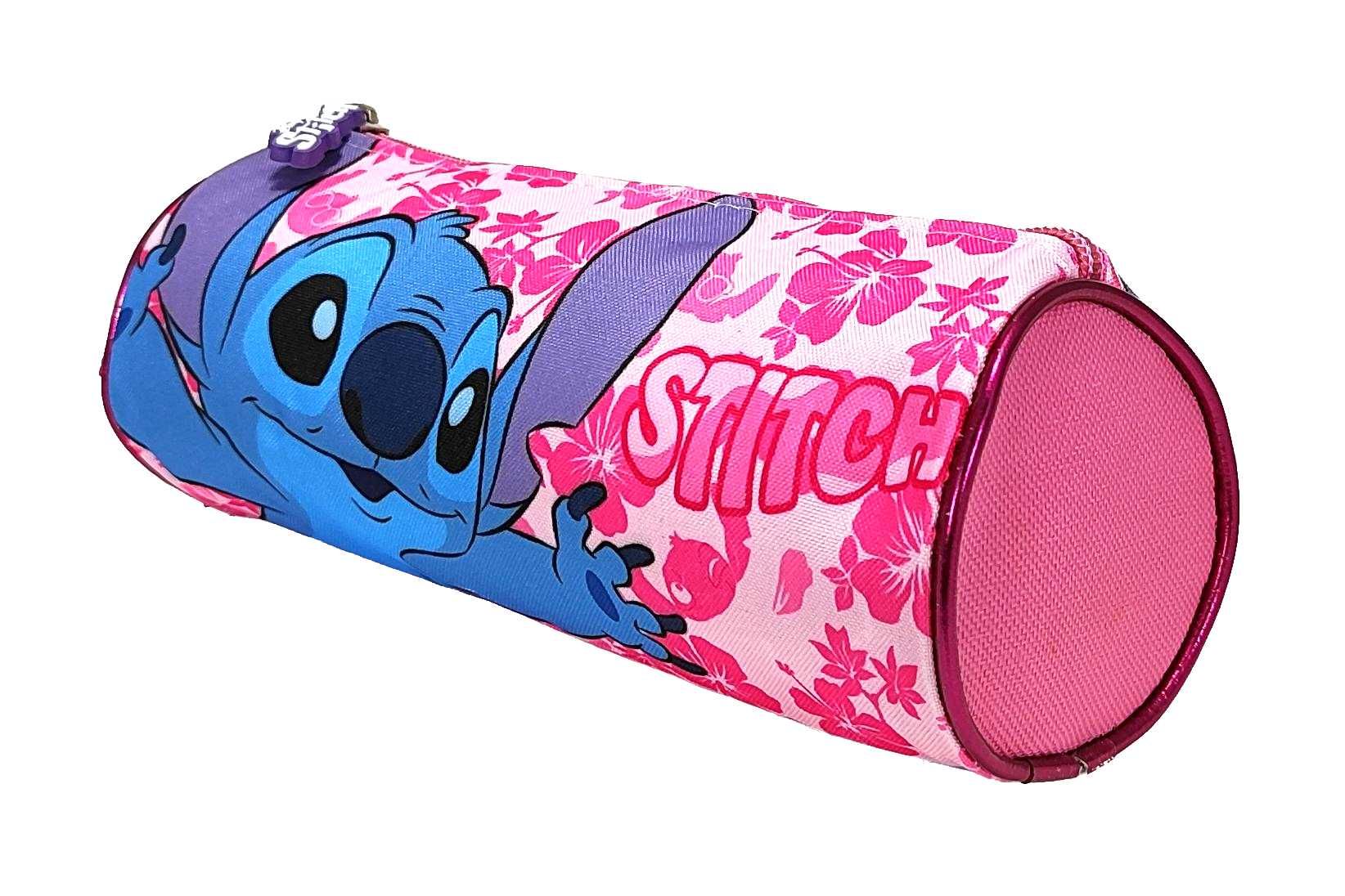 Różowy piórnik tuba z uchwytem Disney Stitch 22 x 8 cm