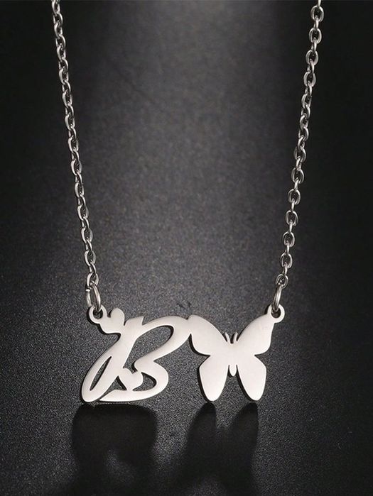 Срібна підвіска з буквою вашого імені з метеликом, подвеска, кулон