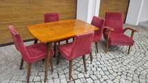 Stół i 4 krzesła Lejkowski Leśniewski 1326 Design PRL Mid Century