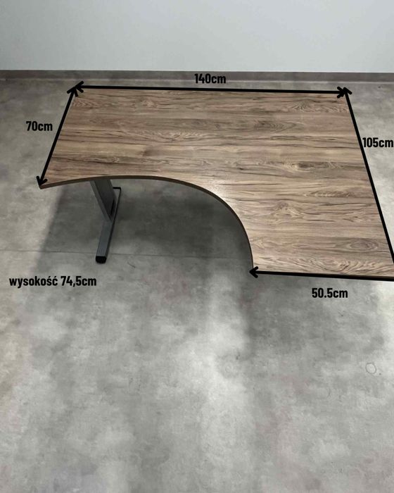 Biurko biurowe z wbudowana szafka zamykana na klucz