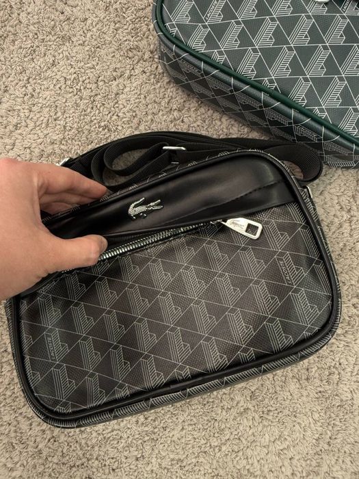 Месенджер Lacoste/ сумка лакосте чорна/ бананка лакост через плече