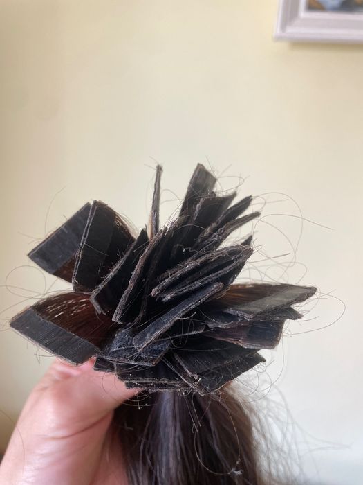 Натуральні волоси на лентах 50см