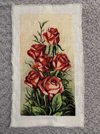 Obraz haftowany róże haft rękodzieło haft handmade