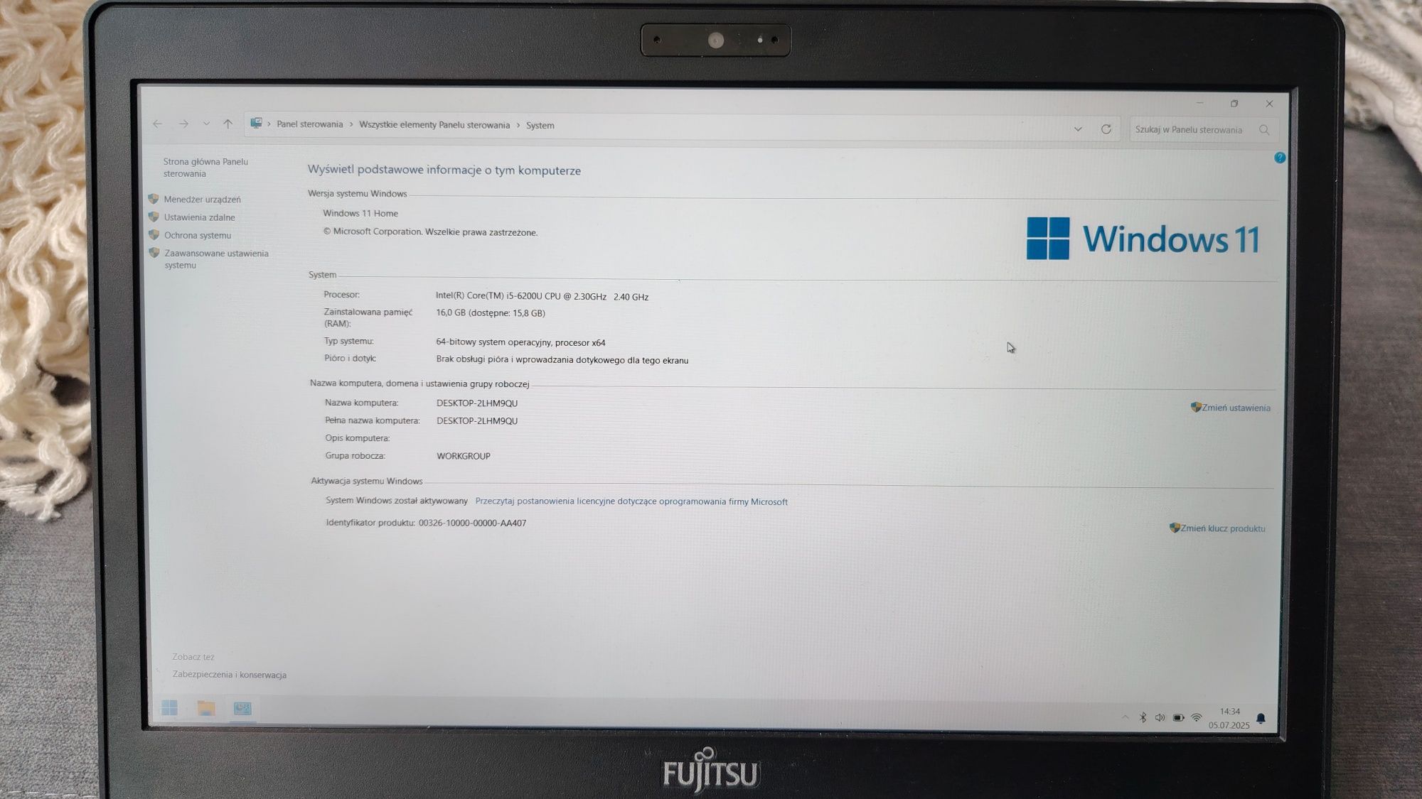 Laptop Fujitsu u727 16 GB ram i5