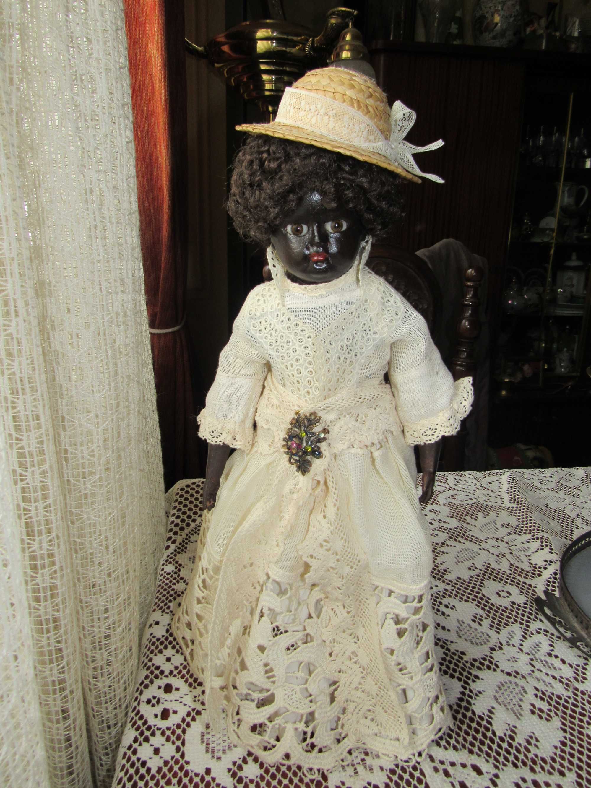 Антикварная кукла, lady-doll, редкая, 45 см, конец 19 века, папье-маше
