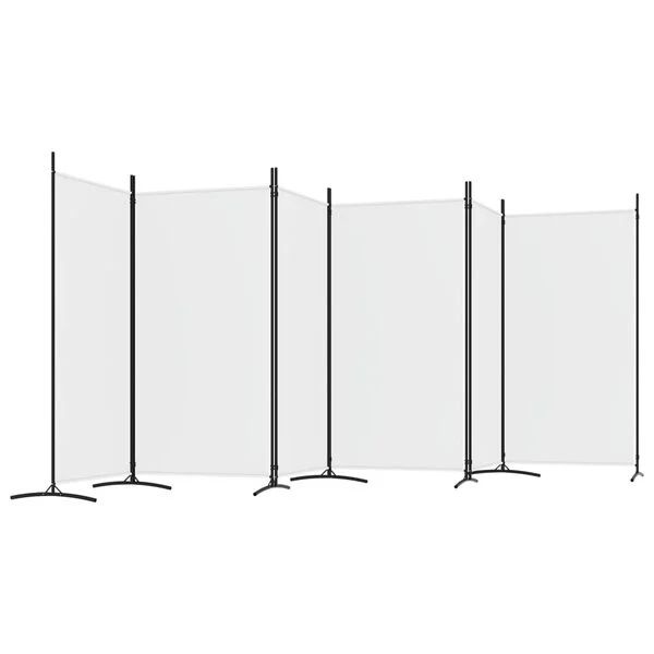 vidaXL Parawan 6-panelowy, biały, 520x180 cm, tkanina