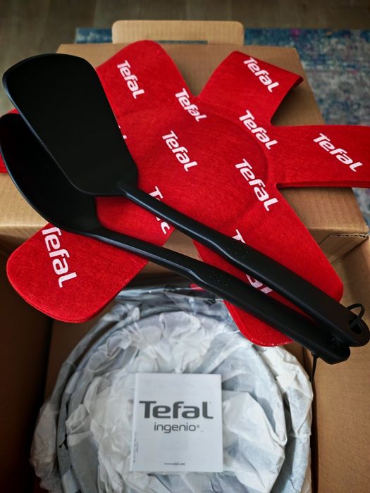 TEFAL Ingenio 3 Patelnie + Rączka + Łyżka + Szpatułka + 4 x Filc TEFAL