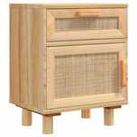 Szafka nocna drewno sosnowe i rattan BOHO 345611