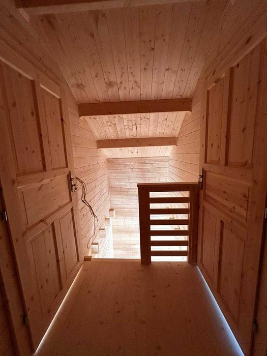 Drewniany domek letniskowy Horyzont 65 + 21 m2 - ROD, ekspozycja