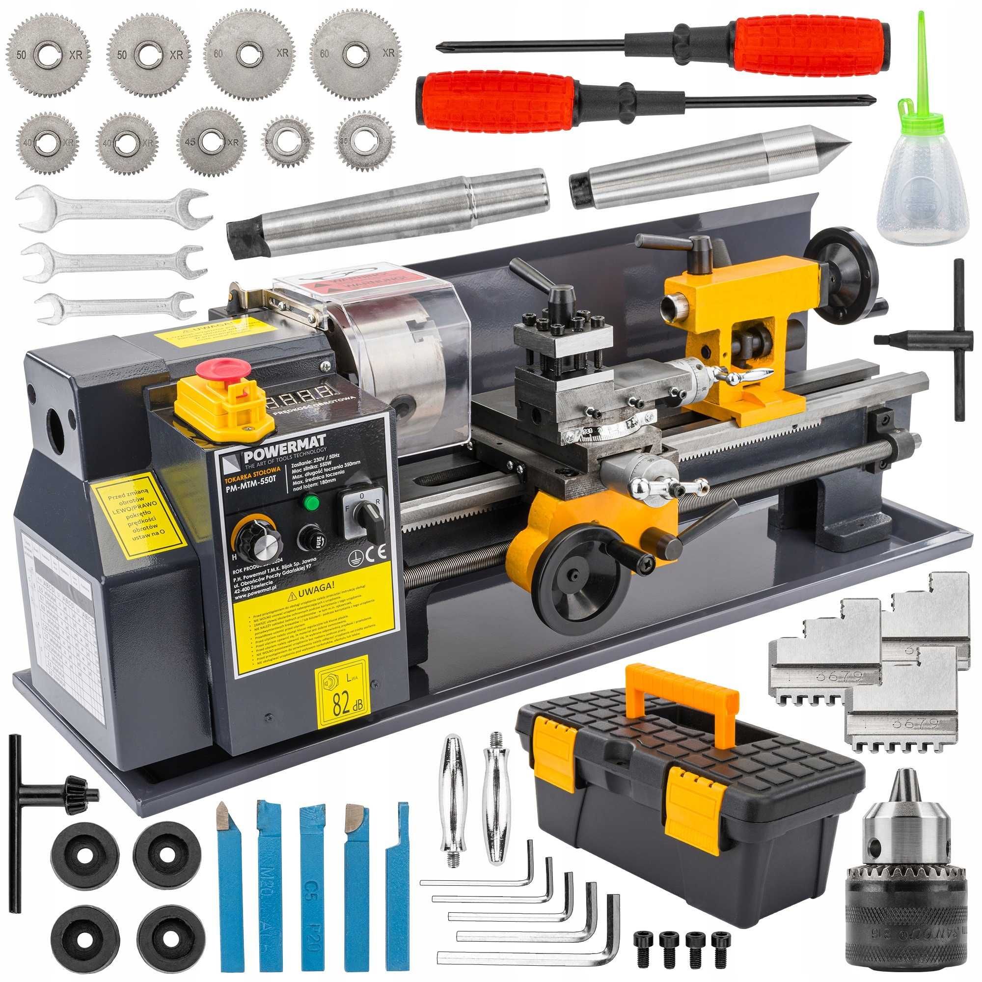 Mini tokarka stołowa do metalu drewna obrabiarka 0-2500 obr./min