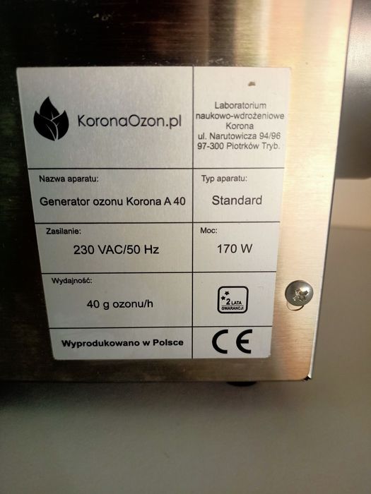 Wynajem profesjonalnego ozonatora 40gram/h /ozonowanie Warszawa