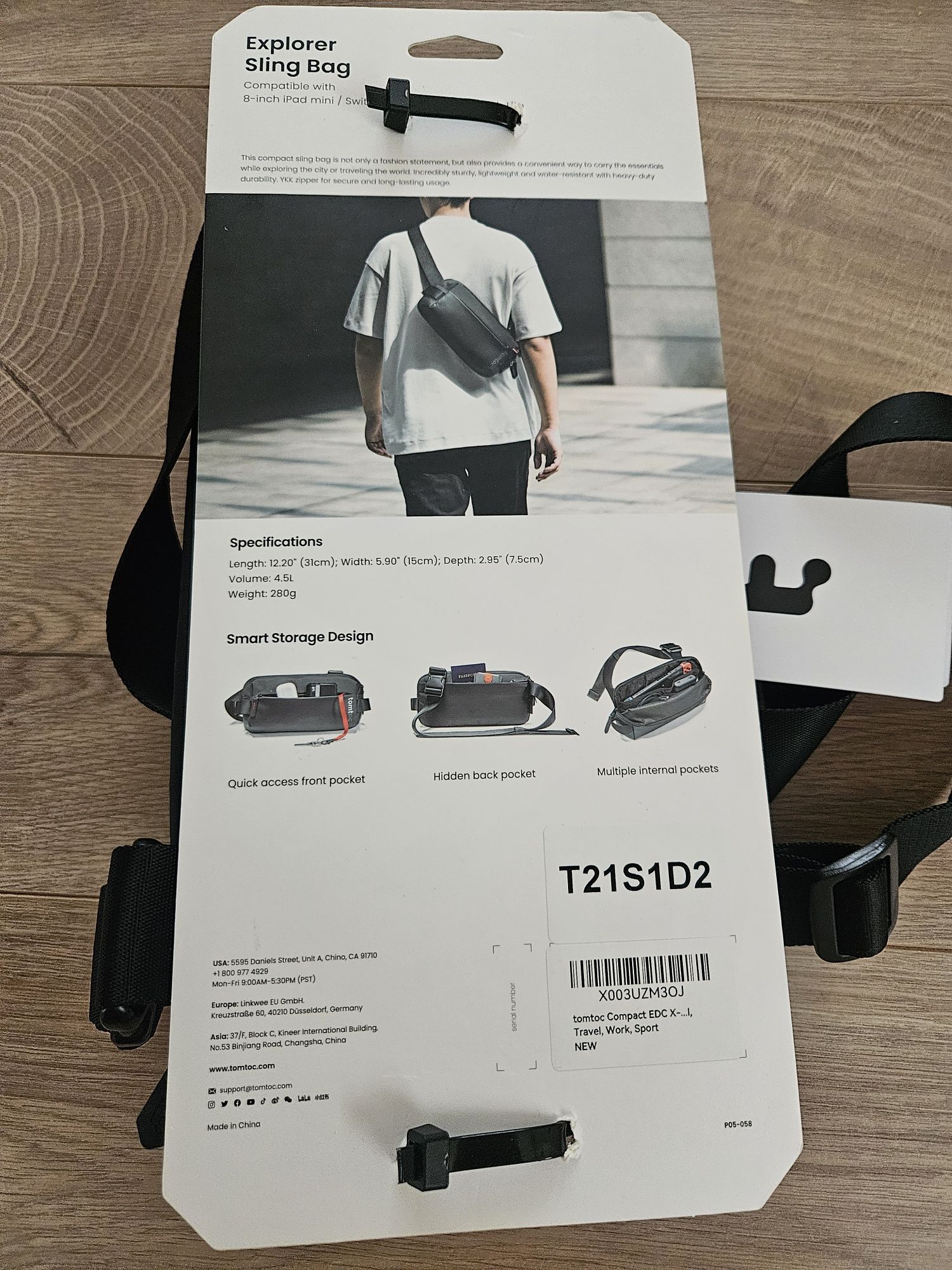 Tomtoc Explorer T21 XPAC VX-42 4l, повсякденна сумка слінг