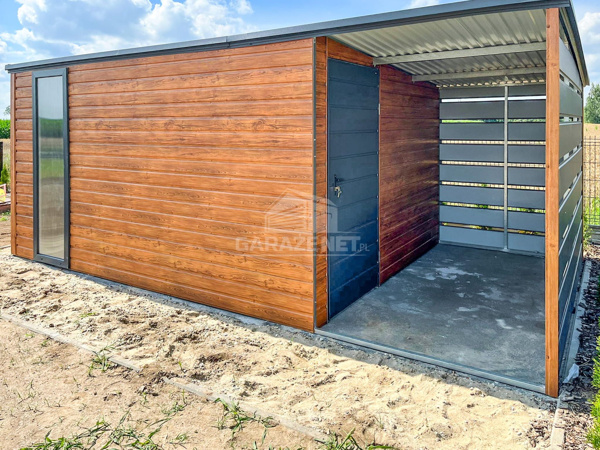 Schowek Domek Ogrodowy 4X3M Drewnopodobny Antracyt Spad W Tył Ts891