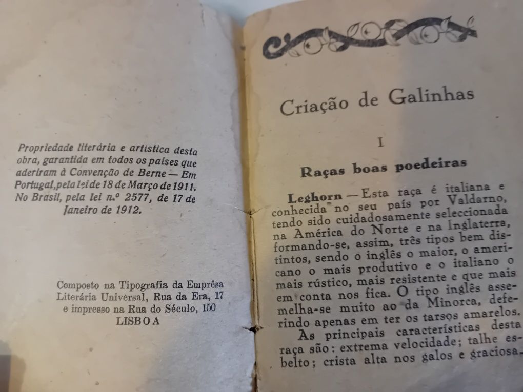 Livro Antigo Criação de Galinhas