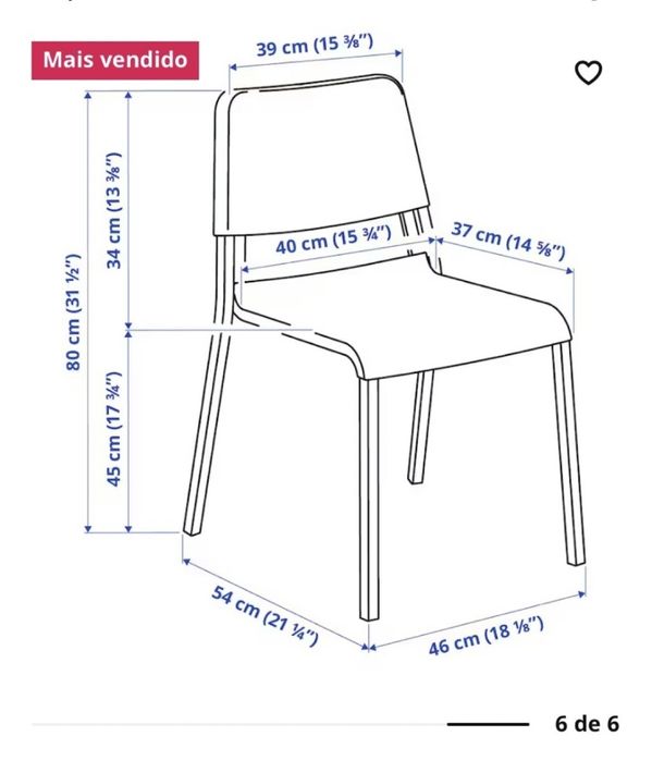5 Cadeiras brancas TEODORES IKEA
