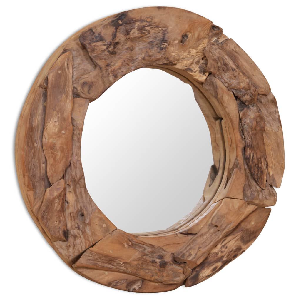 Vidaxl Lustro Dekoracyjne, Drewno Tekowe, 60 Cm, Okrągłe