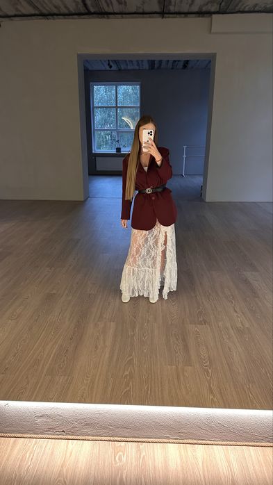 Кружевная юбка с шортами с разрезом | Юбка кружевная с воланами